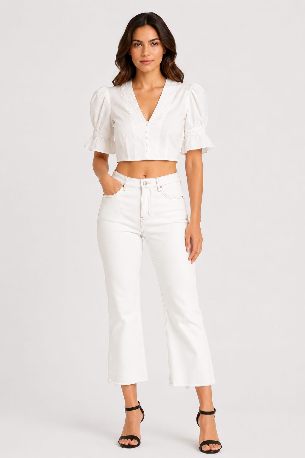 GLAMOROUS Camicia Crop Bianca