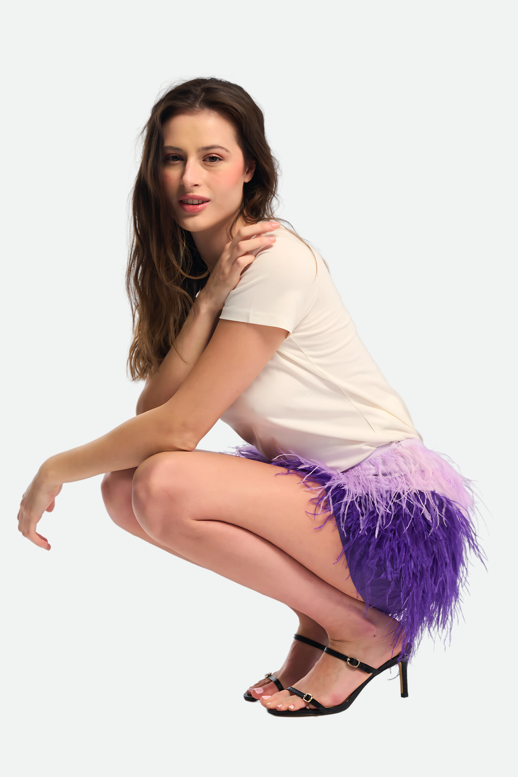 Twinset Minigonna Piume Viola