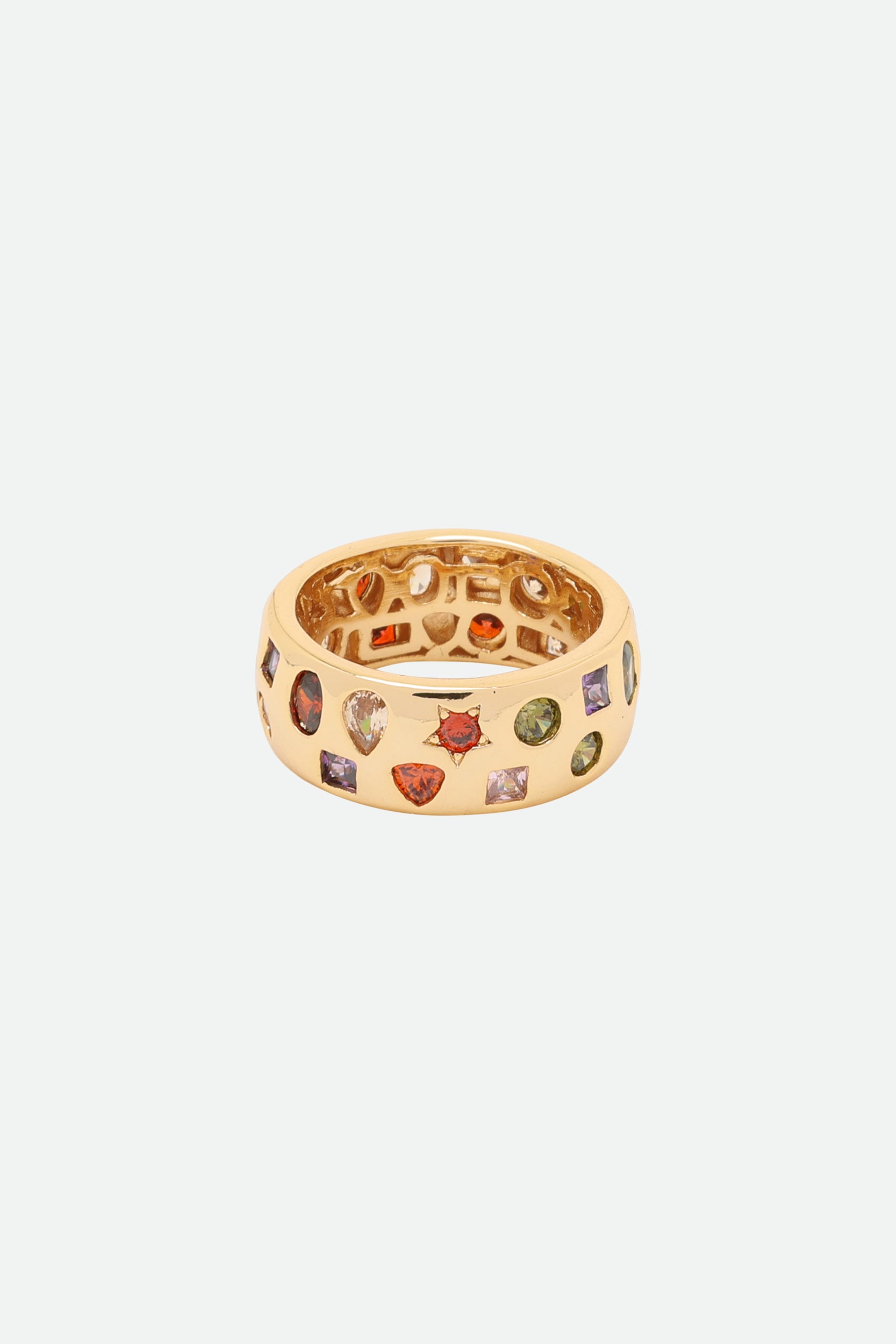 Melusina Bijoux Anello con Zirconi Colorati Dorato