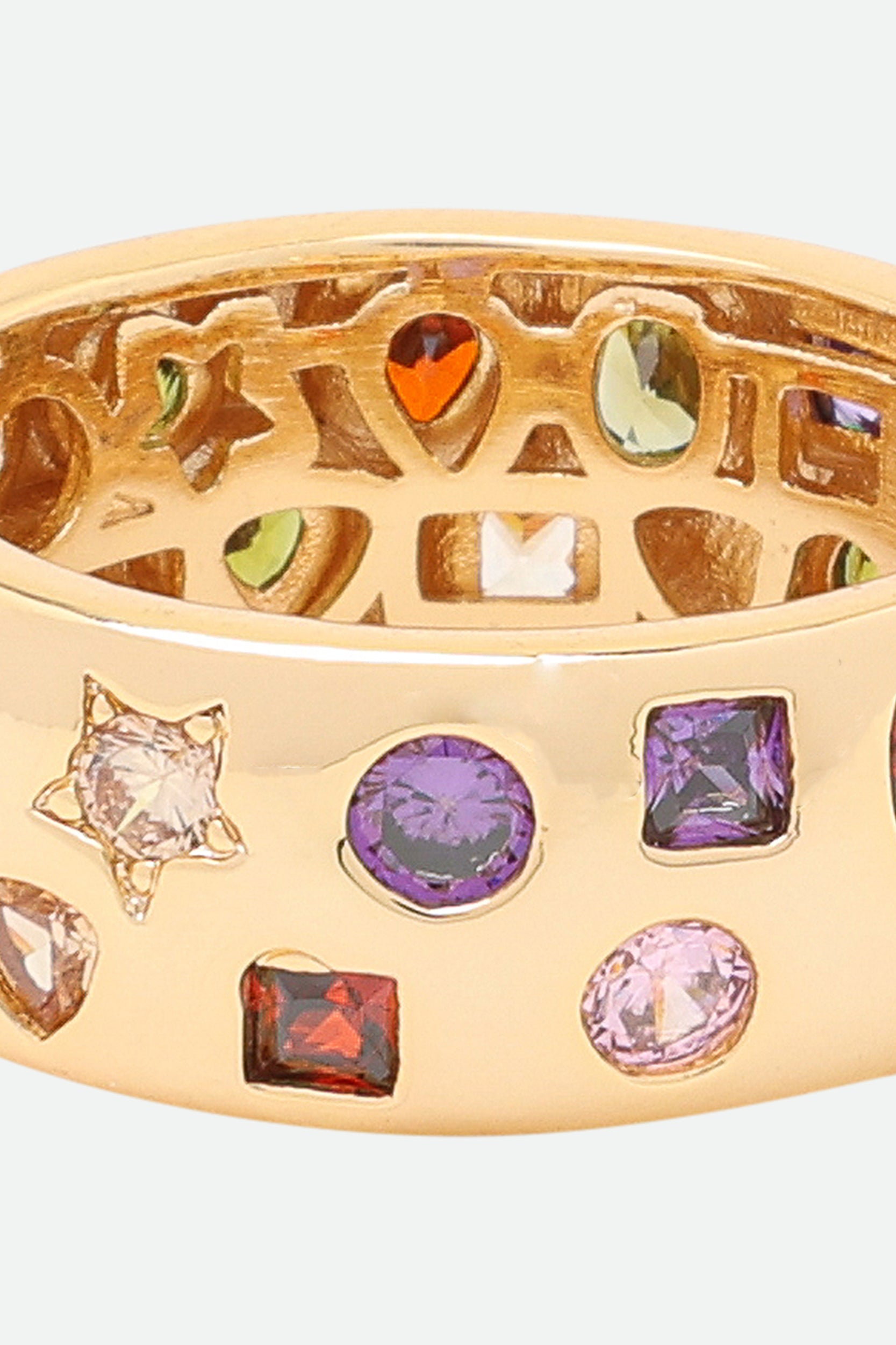 Melusina Bijoux Anello con Zirconi Colorati Dorato