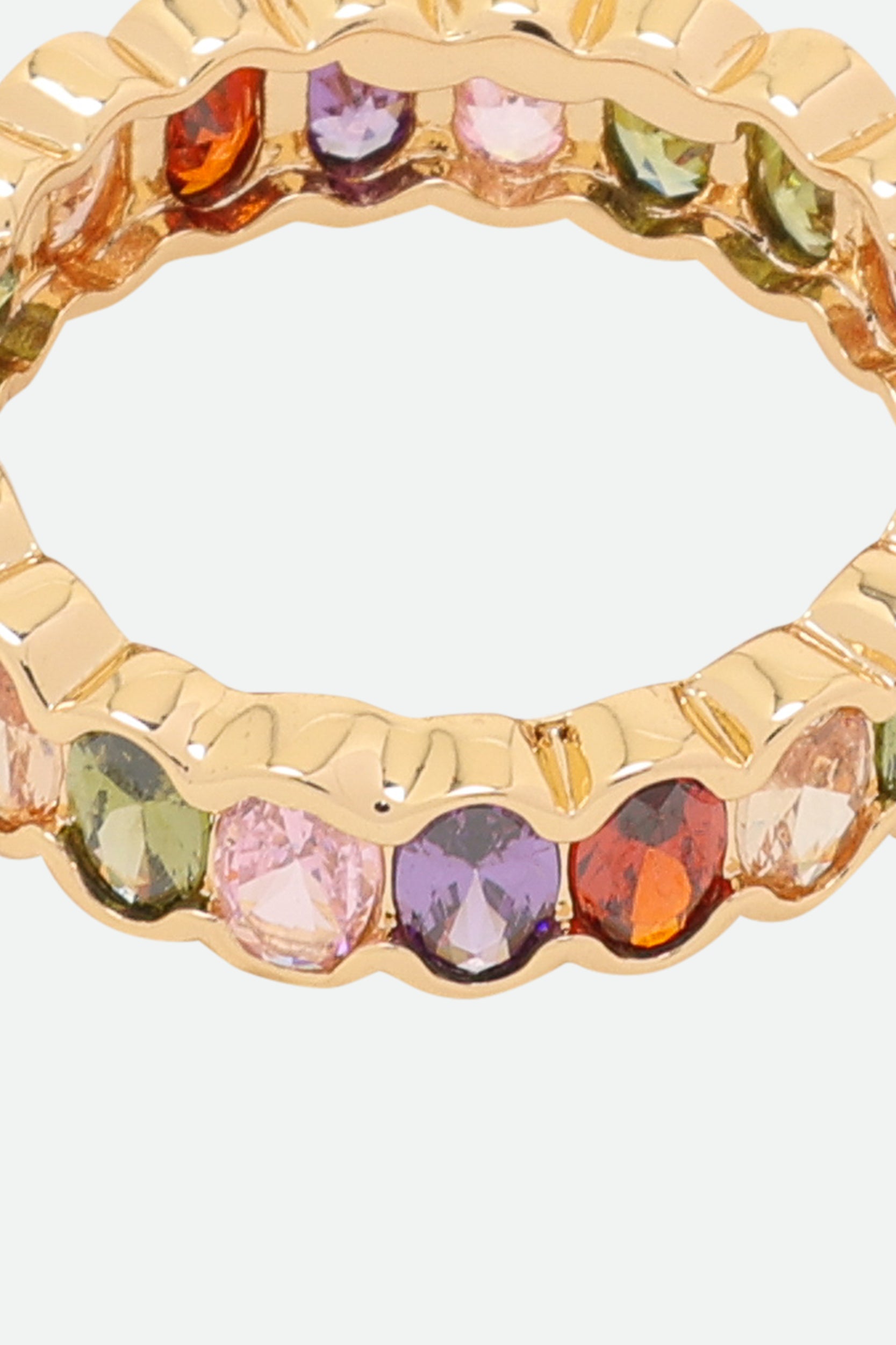 Melusina Bijoux Anello con Zirconi Colorati Dorato