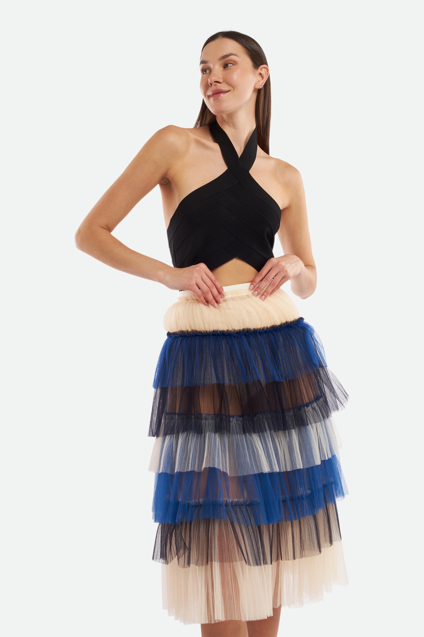 Elisabetta Franchi Gonna in Tulle Cobalto