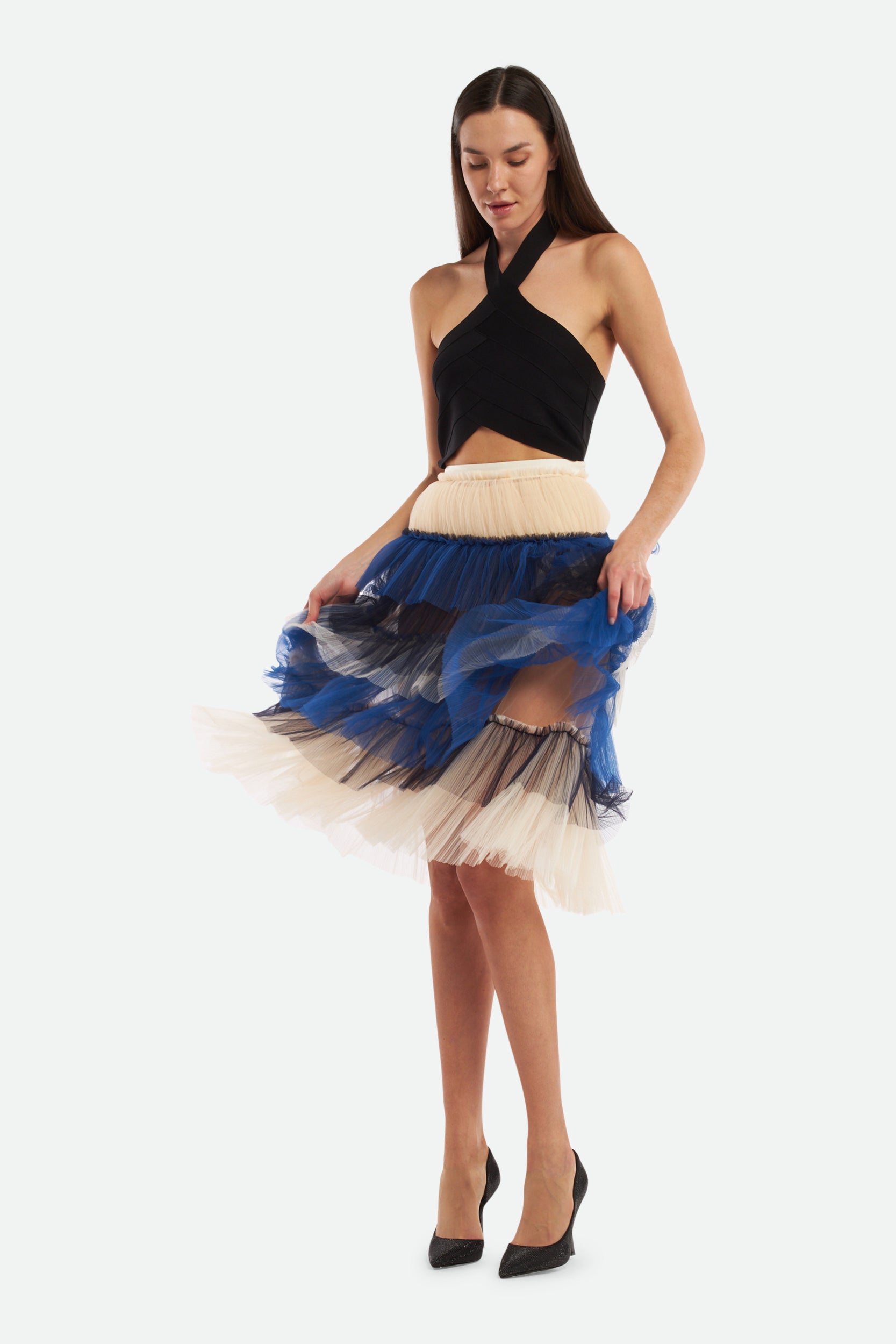 Elisabetta Franchi Gonna in Tulle Cobalto