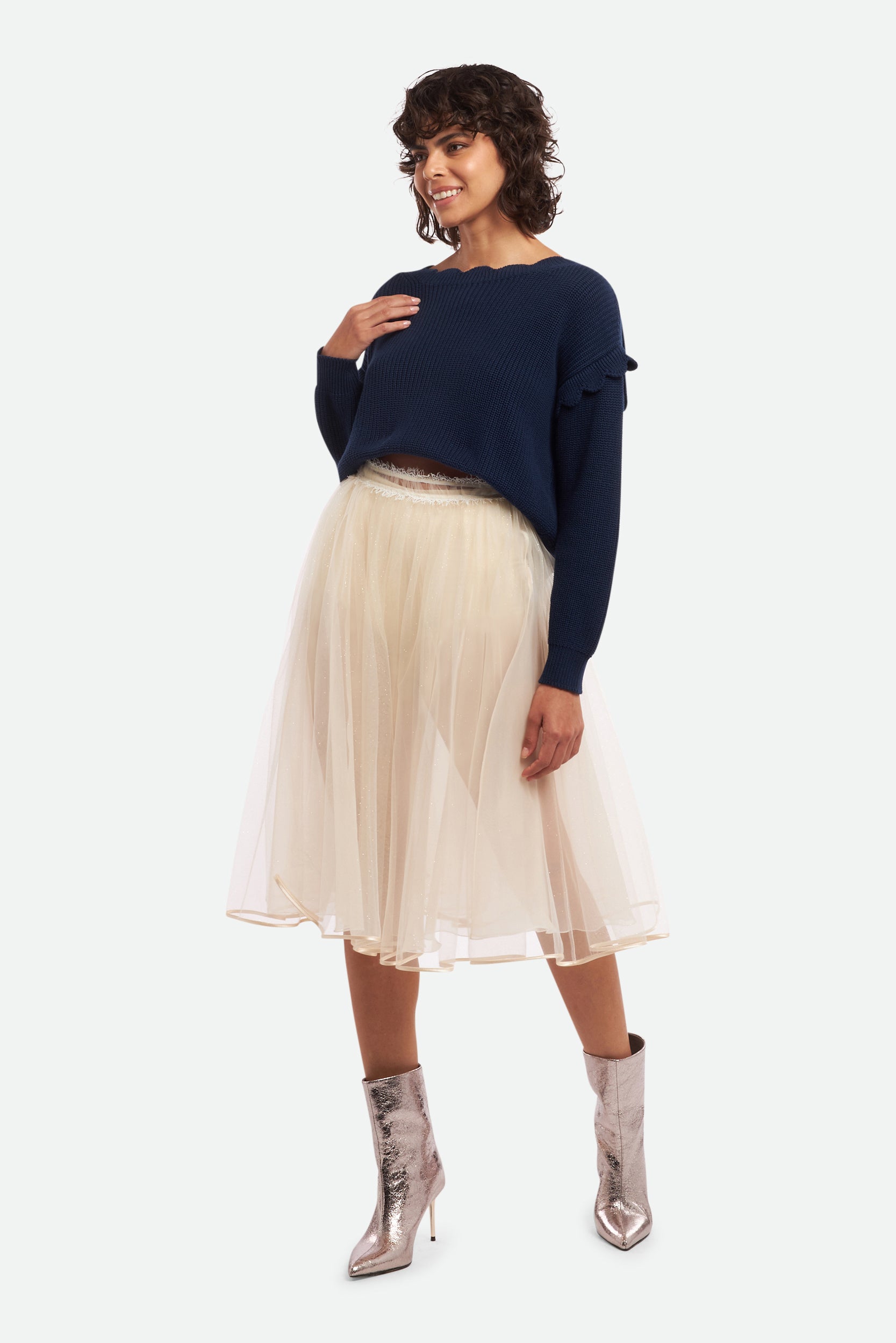 Elisabetta Franchi Gonna in Tulle Burro