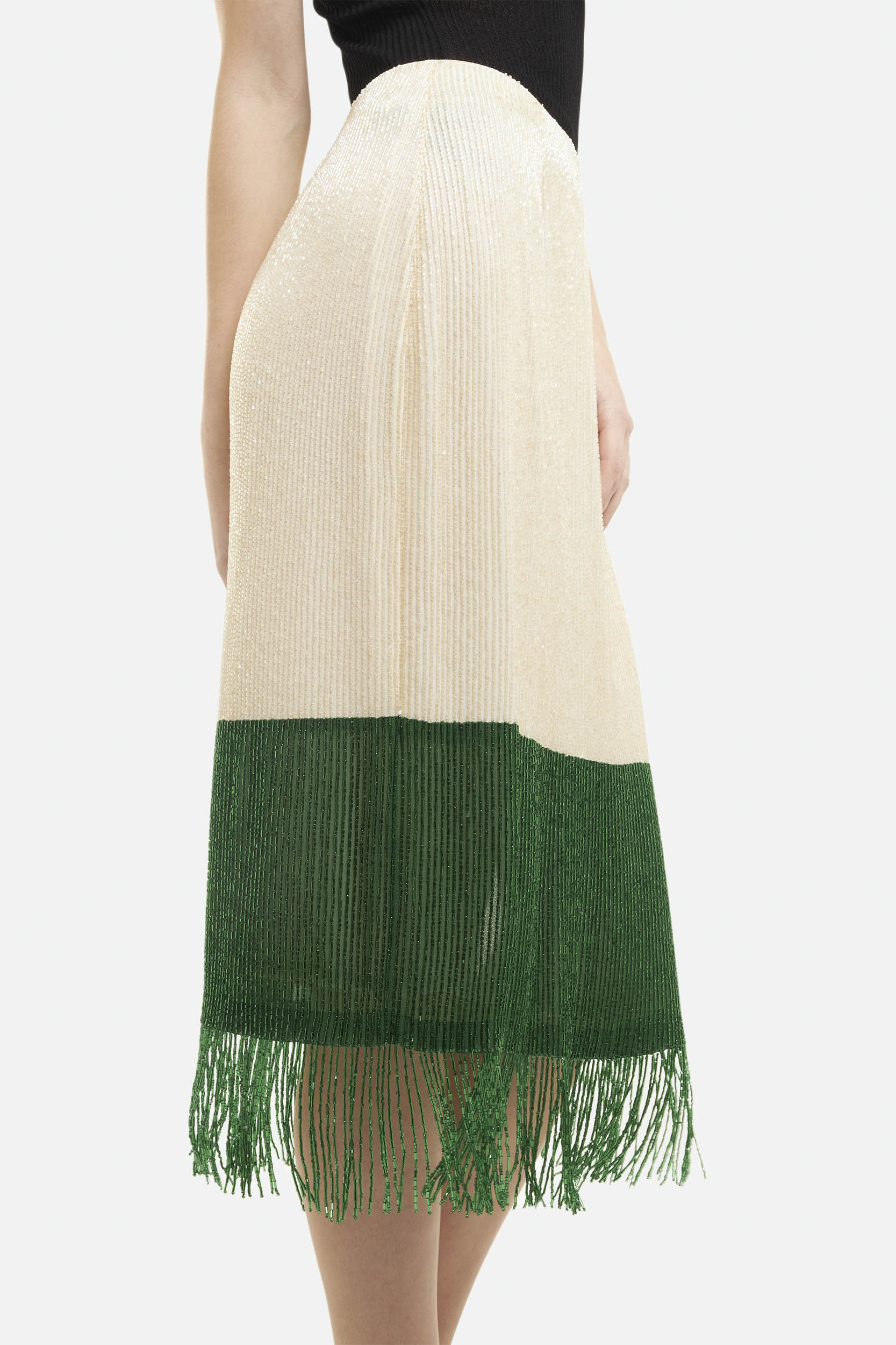 Elisabetta Franchi White and Green Midi Skirt