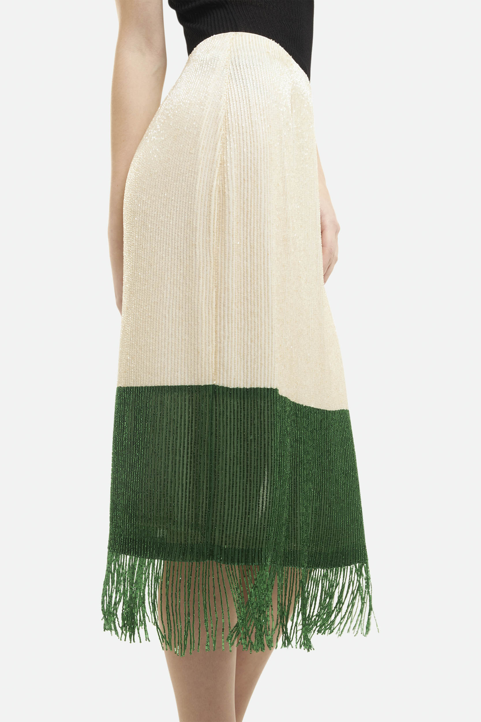 Elisabetta Franchi Gonna Midi Bianca e Verde