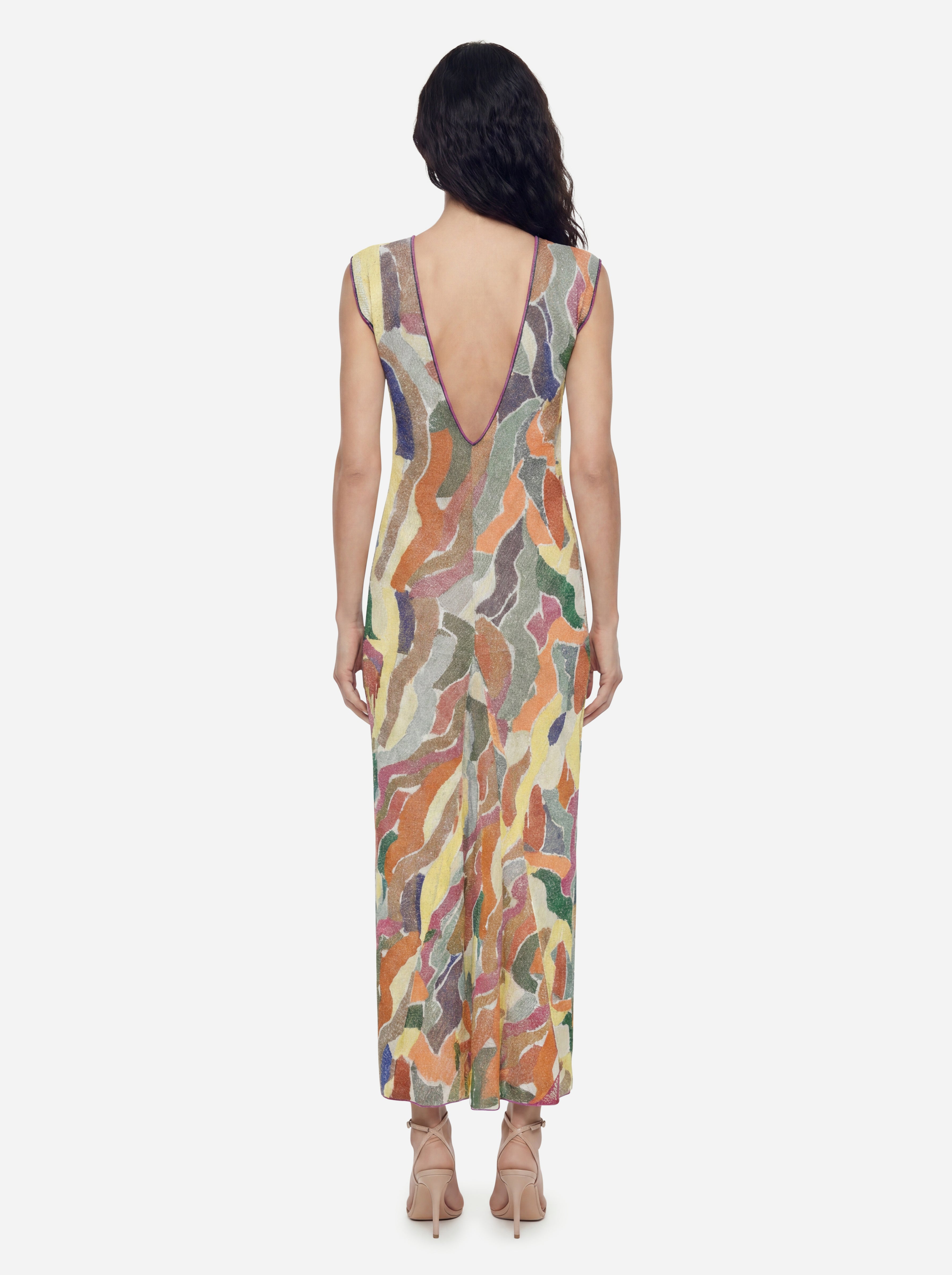 Circus Hotel Multicolor Print Midi Dress