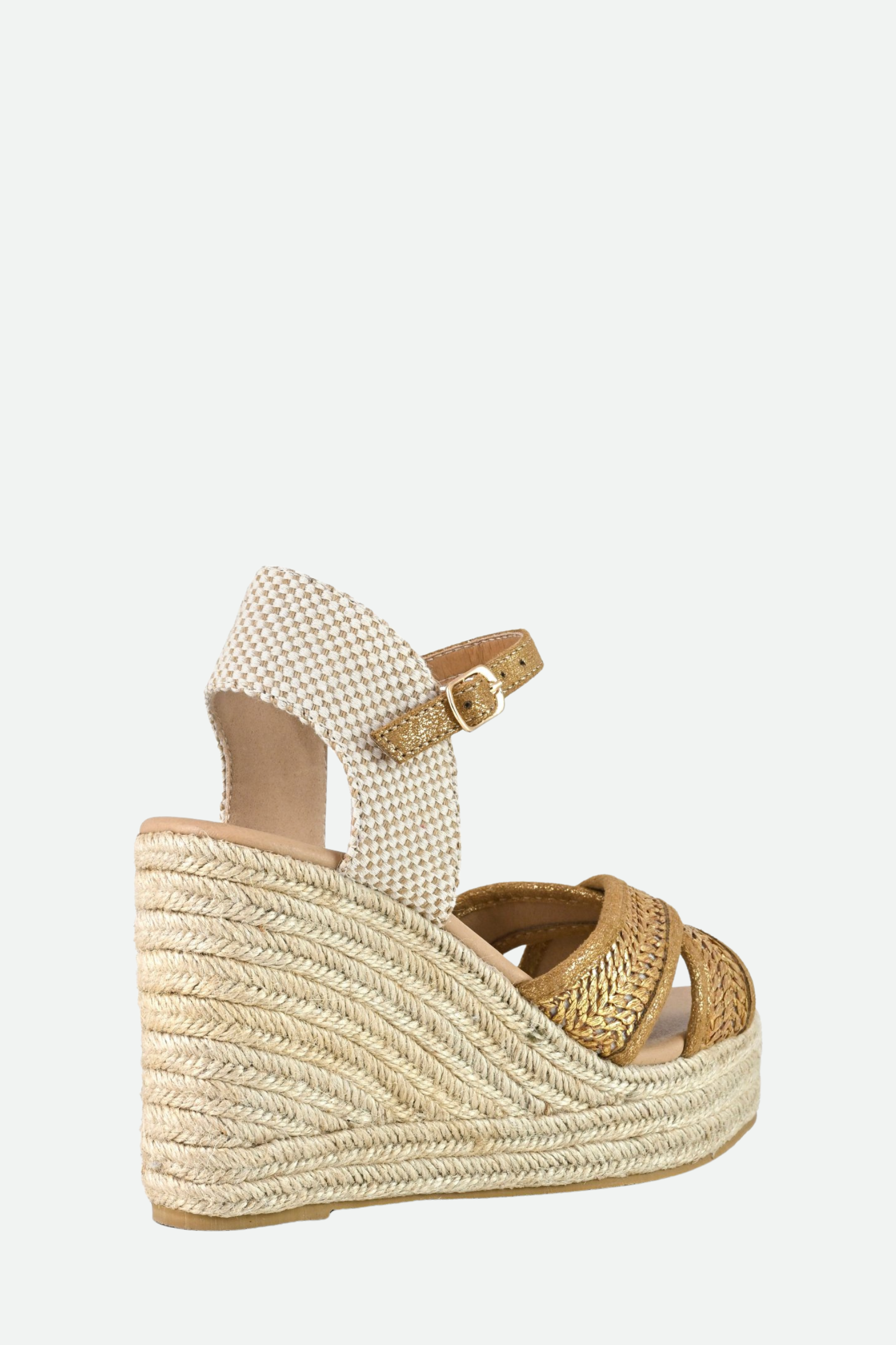 Colors of California Sandali Zeppa in raffia Dorati