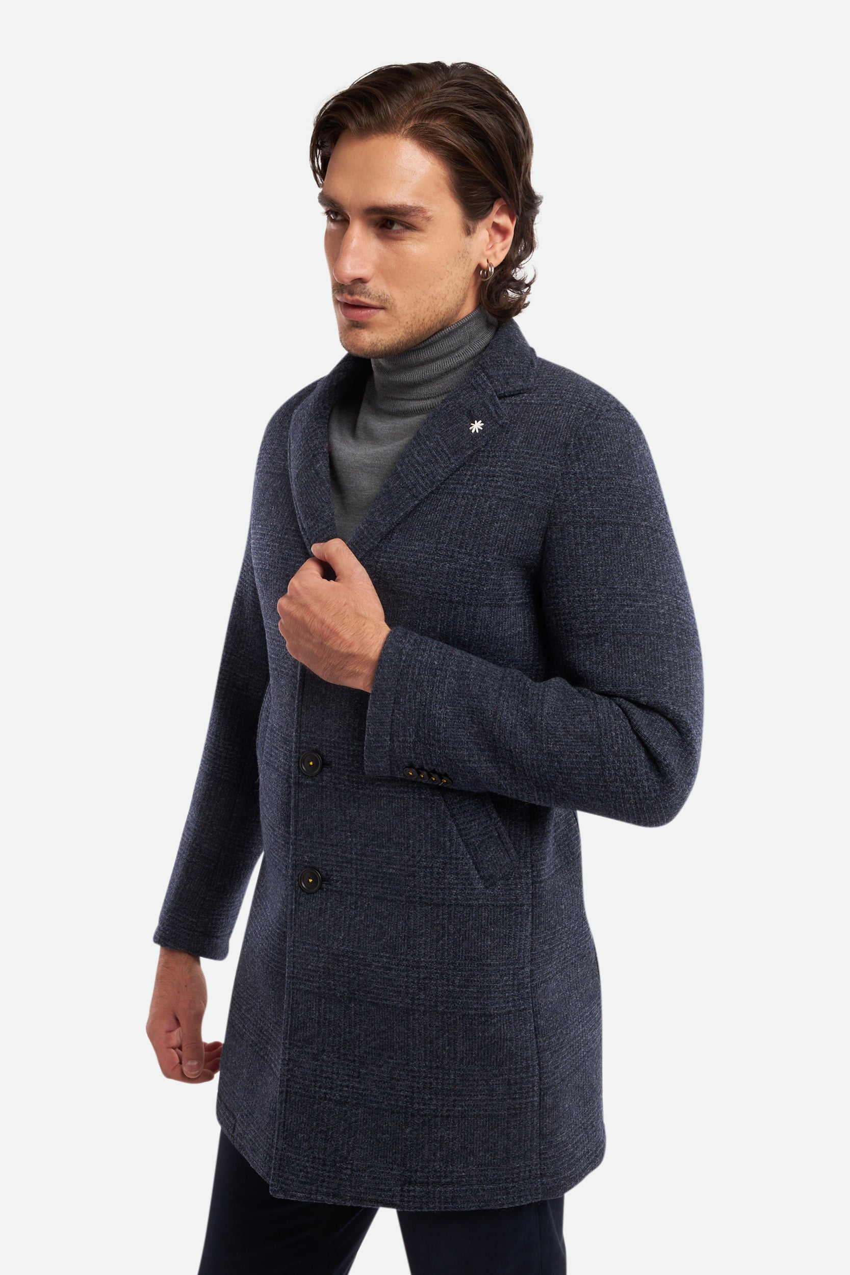 Manuel Ritz Blue Wool Blend Coat