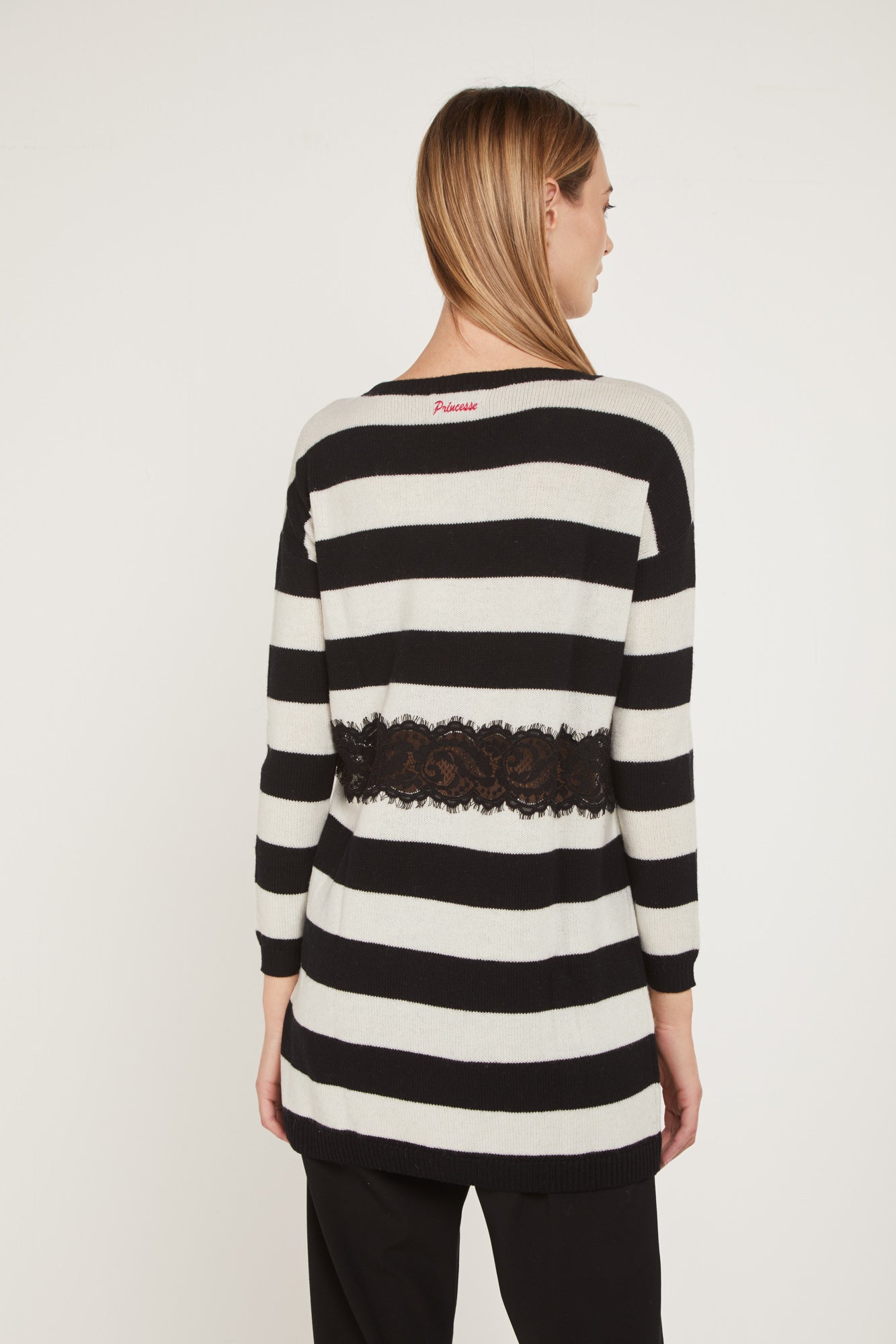 PRINCESSE LODO Maglione Oversize Righe Pizzo