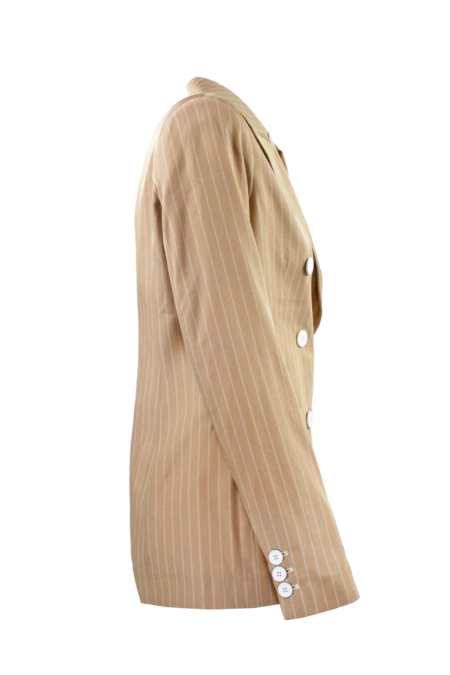 GIULIETTE BROWN Beige Pinstripe Double-Breasted Jacket