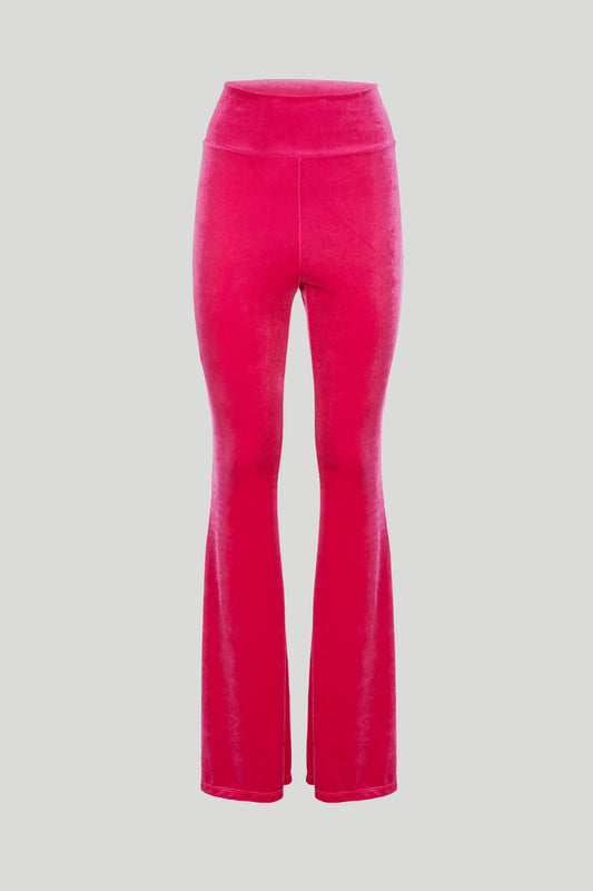 ALESSANDRA GALLO Pantalone a Zampa in Vellluto Fucsia