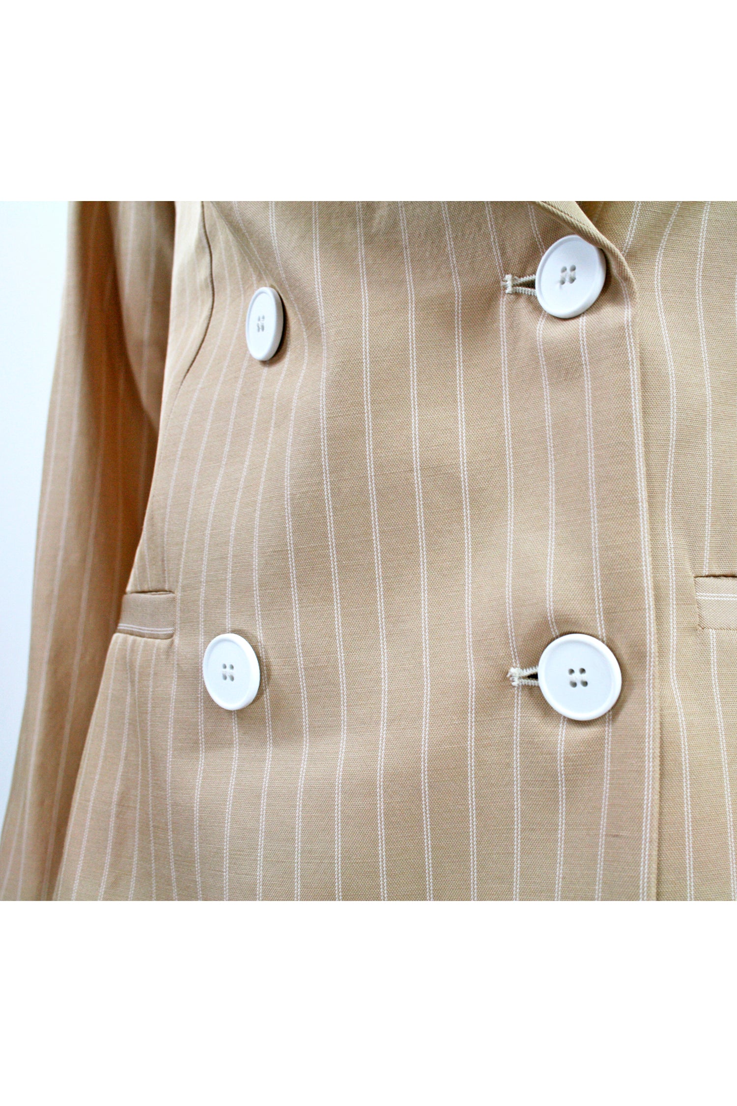 GIULIETTE BROWN Beige Pinstripe Double-Breasted Jacket