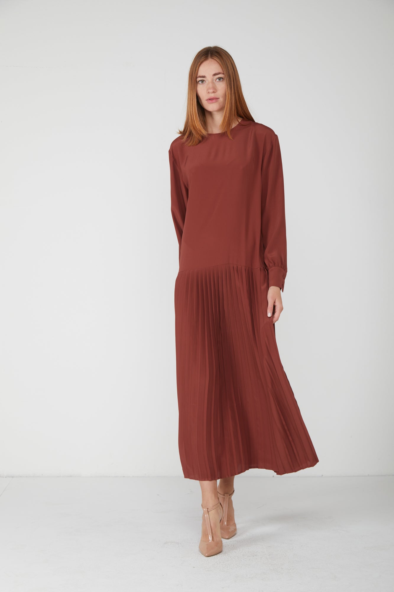 SILKE Dress with Pleated Brick Skirt