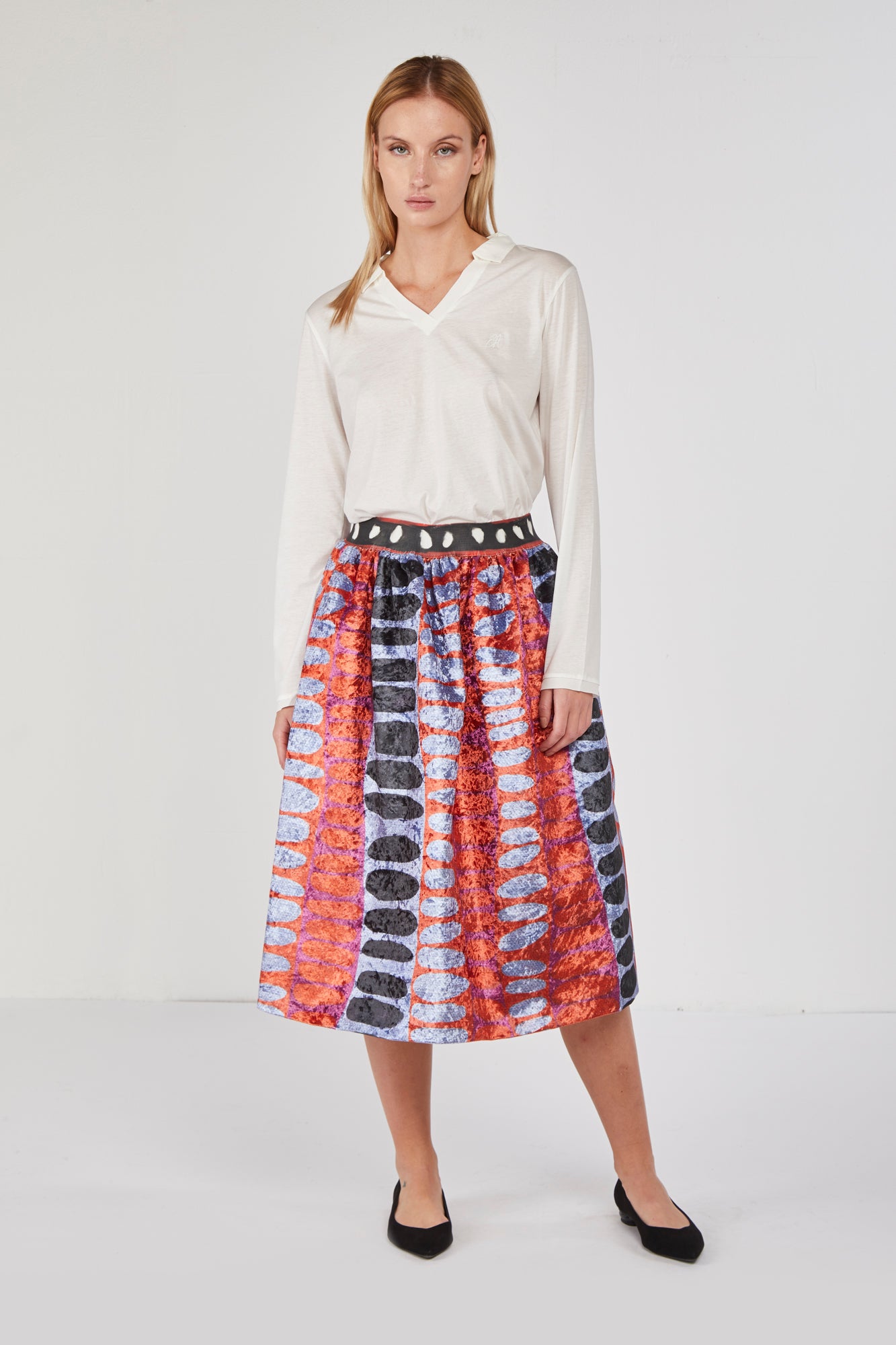 STELLA JEAN Wide Skirt in Abstract Fantasy Velvet