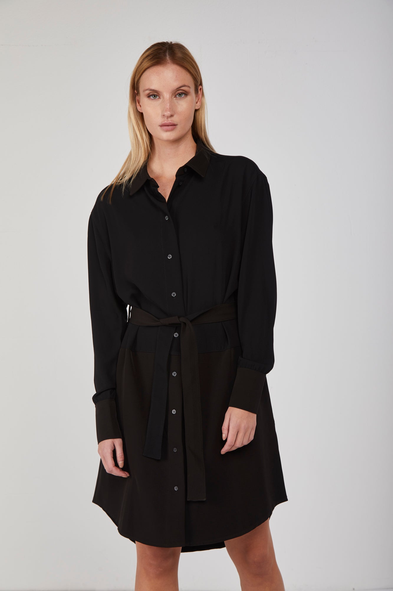 ARMANI EXCHANGE Black and Brown Shirt Dress