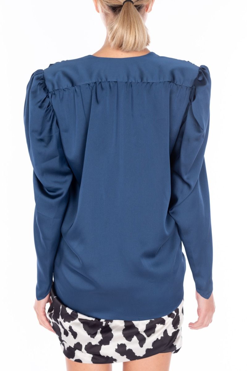 NINEMINUTES Blusa Arricciata Blu Cenere