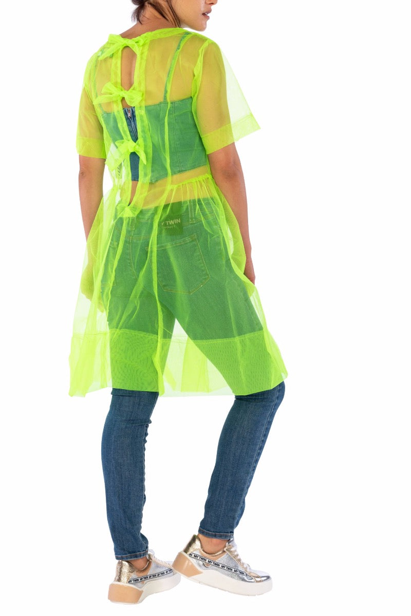 WHITE Abito Tulle Giallo Fluo