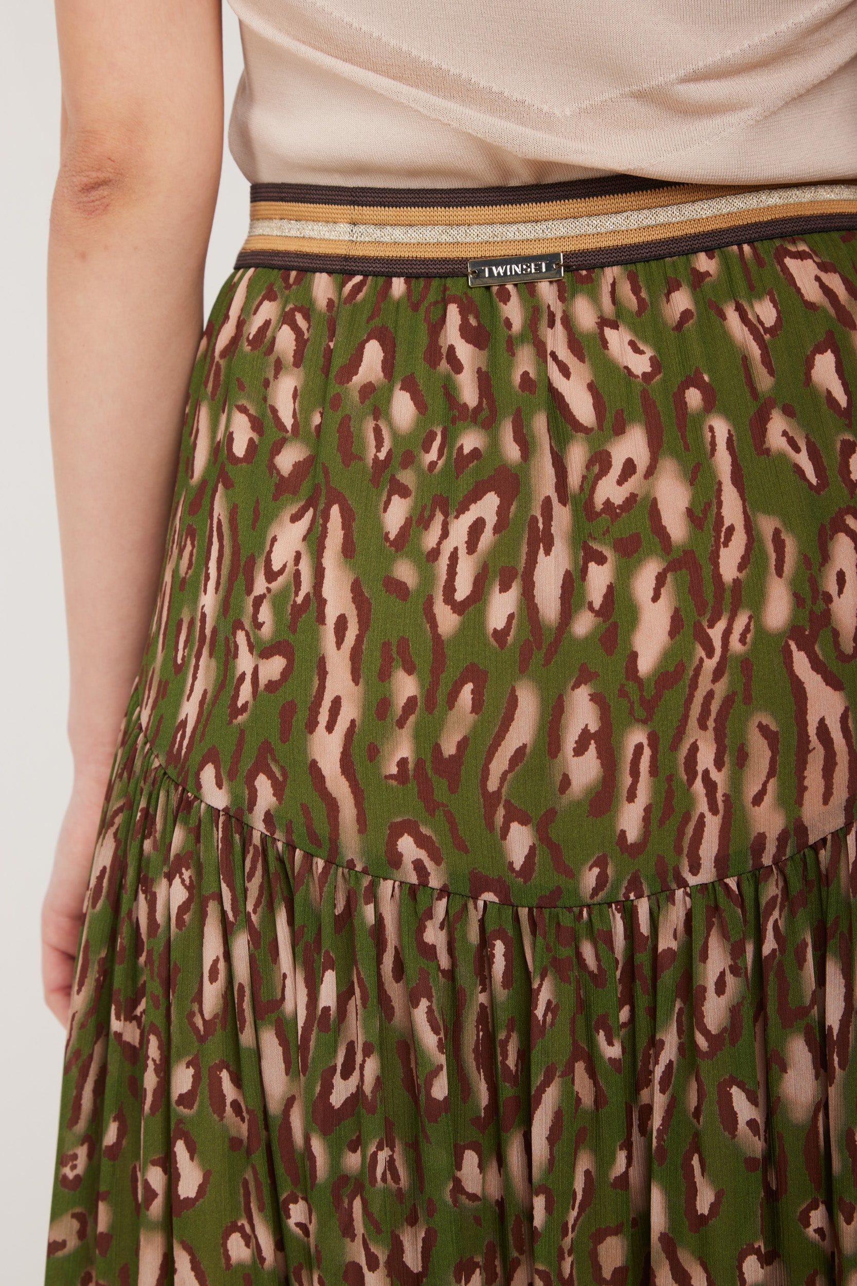 TWINSET Green Spotted Long Skirt