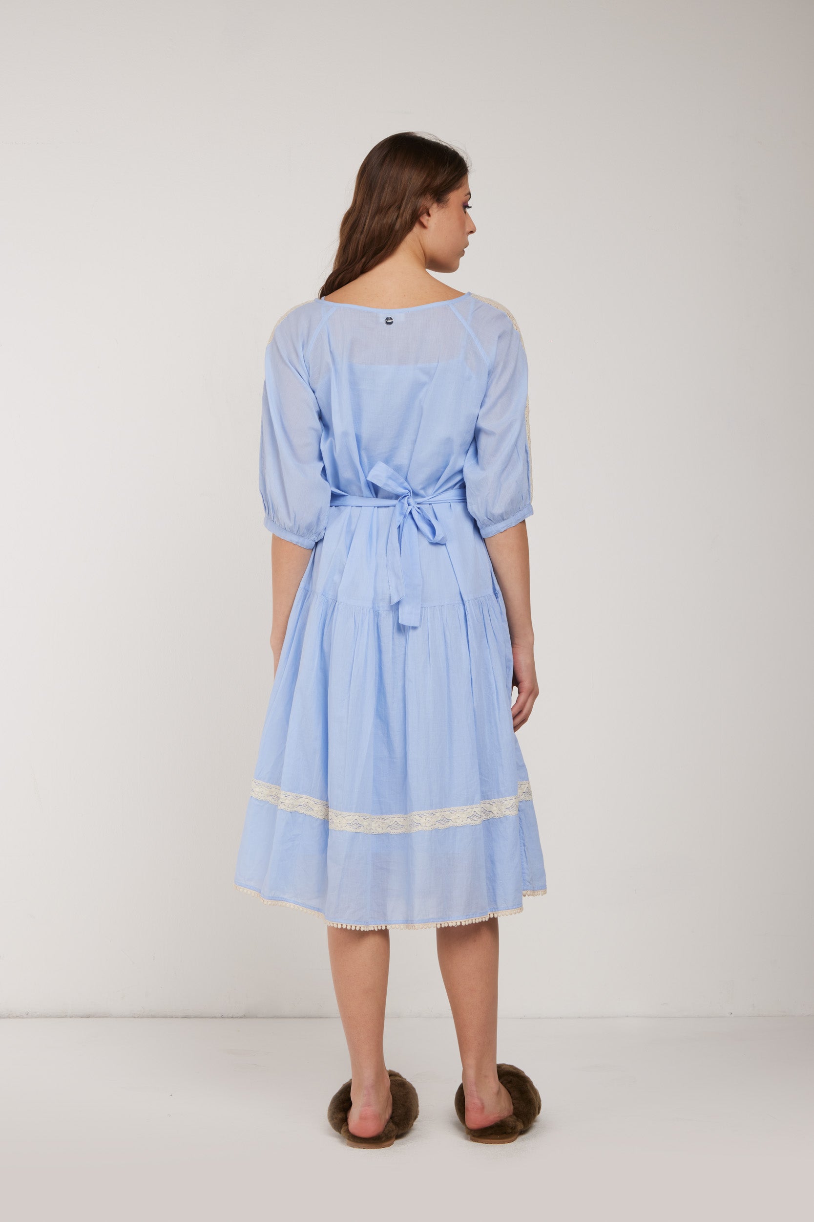 TWINSET Light Blue and Lace Chemisier Dress