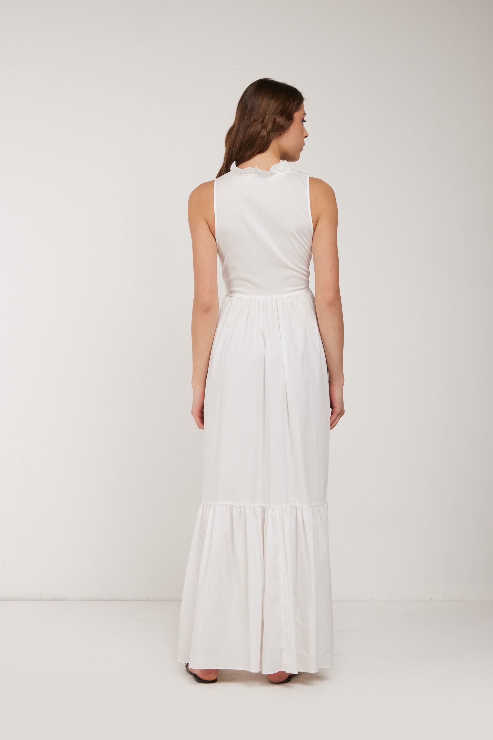 TWINSET Abito Lungo Bianco Modello Chemisier