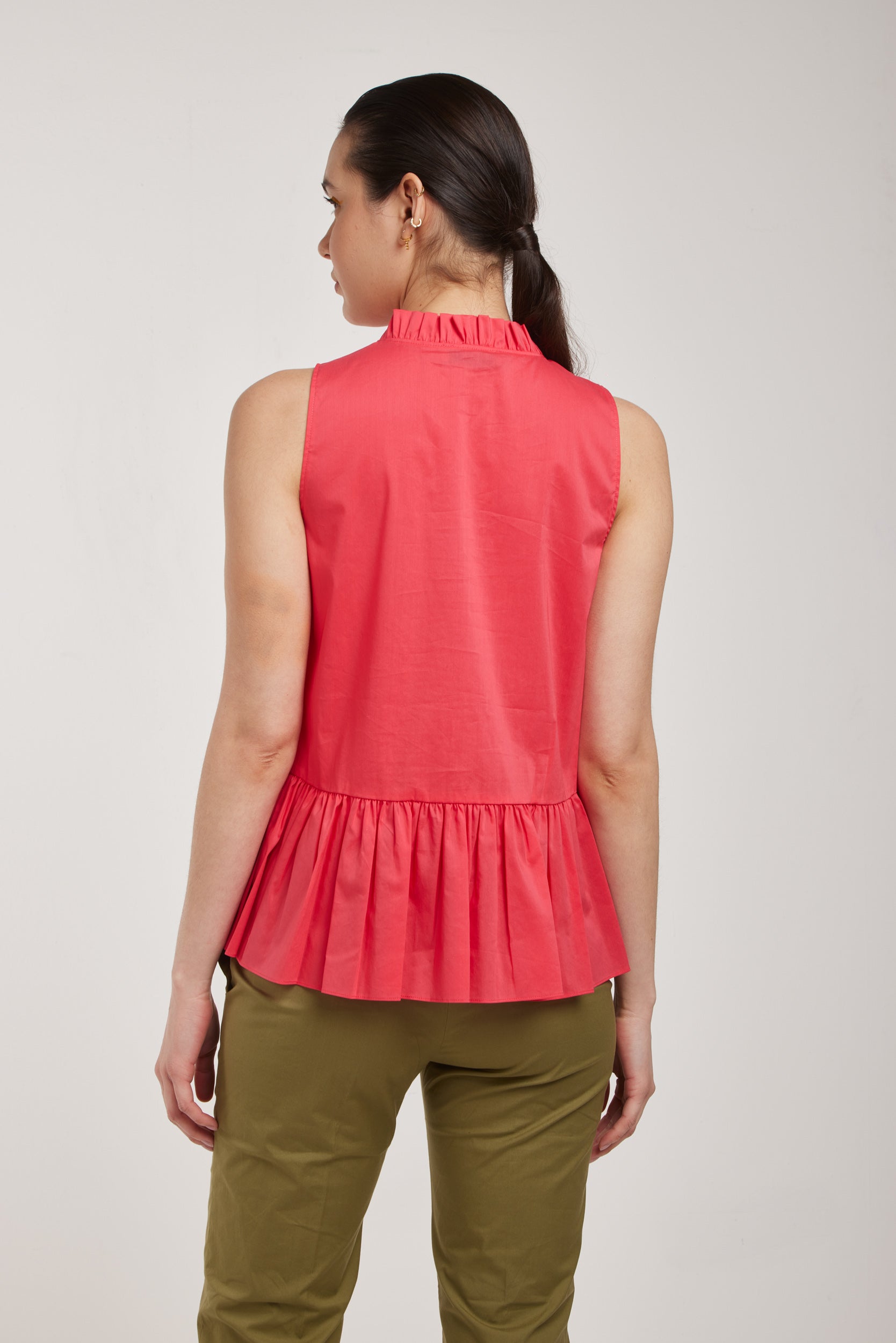 TWINSET Top Corallo con Colletto Arricciato