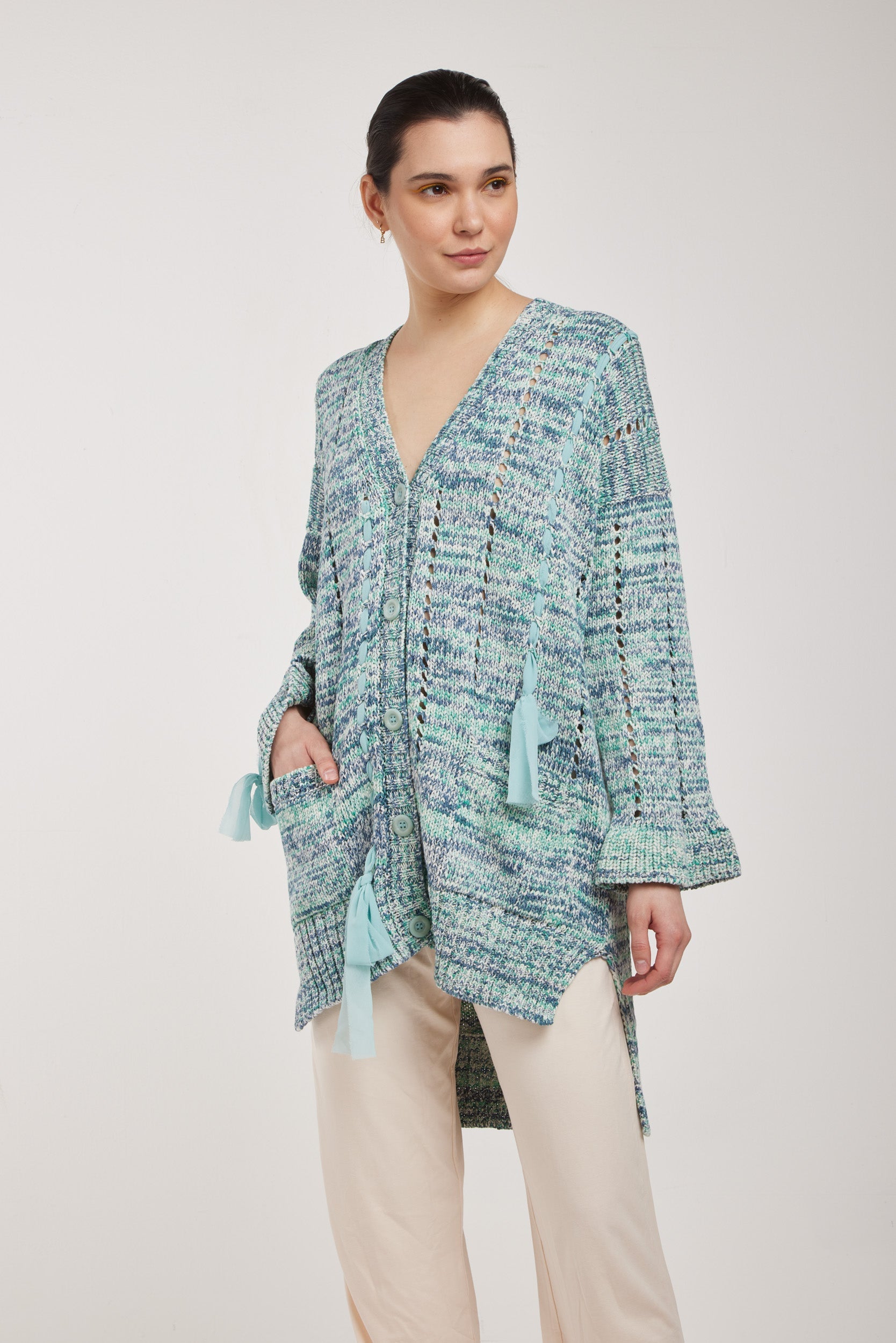 TWINSET Maxi Cardigan Celeste