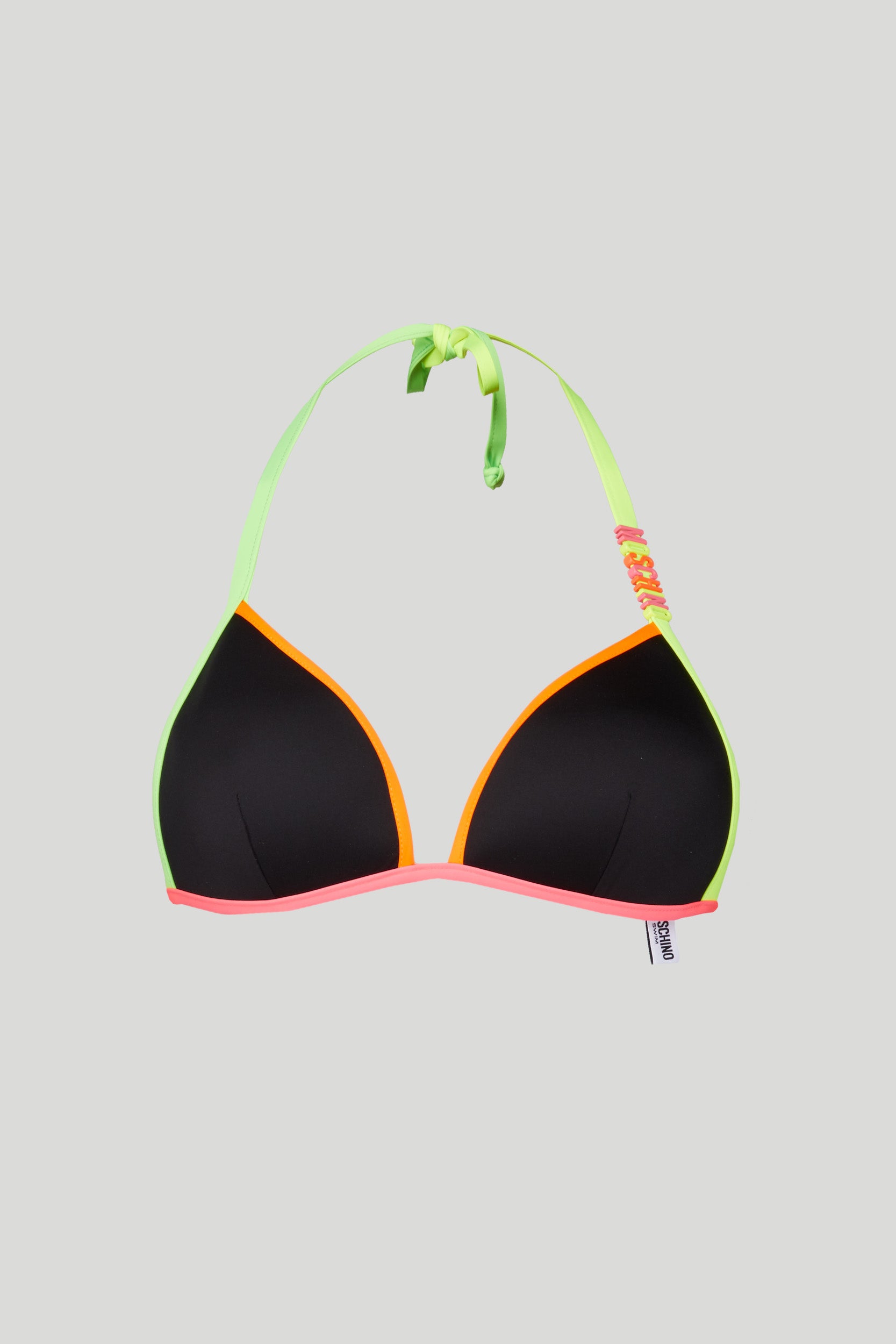 MOSCHINO Black Bikini Top with Multicolor Fluo Edges