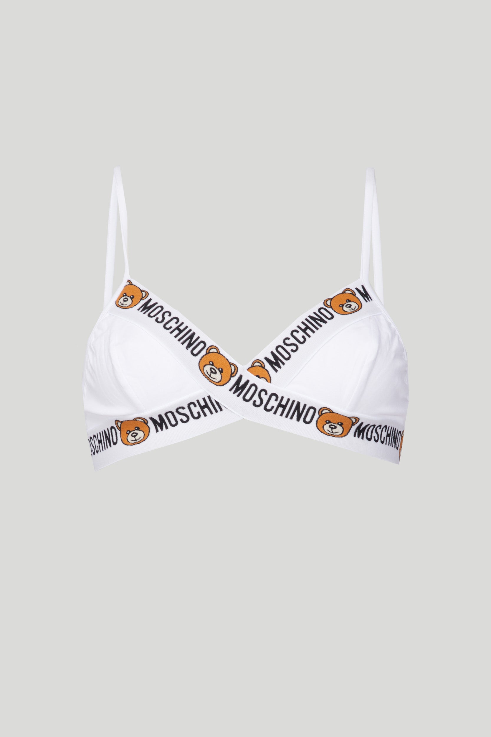 MOSCHINO White Crossed Bra with Teddy