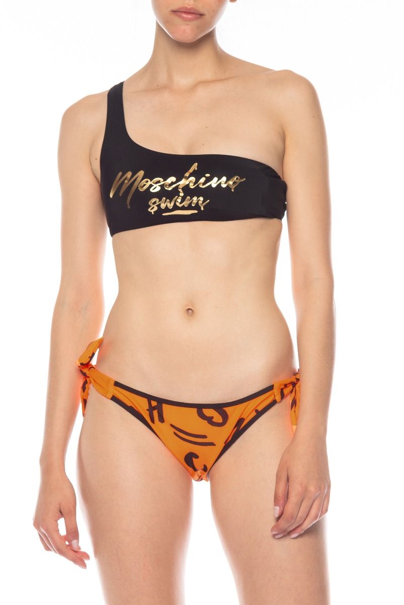MOSCHINO Orange Bikini Briefs with Black Lettering
