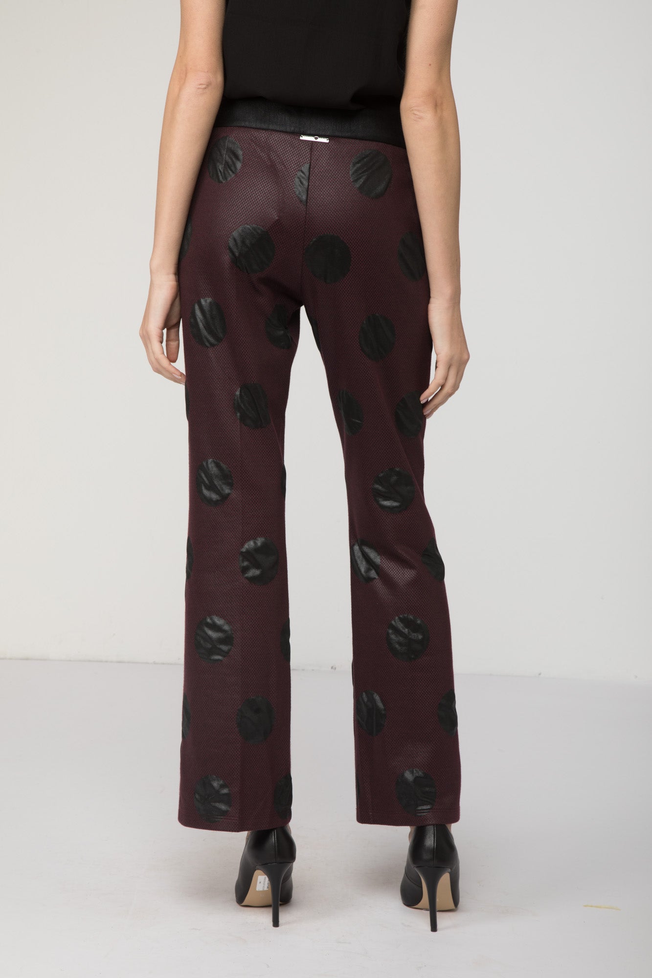 TWINSET Bordeaux Trousers With Leather Details