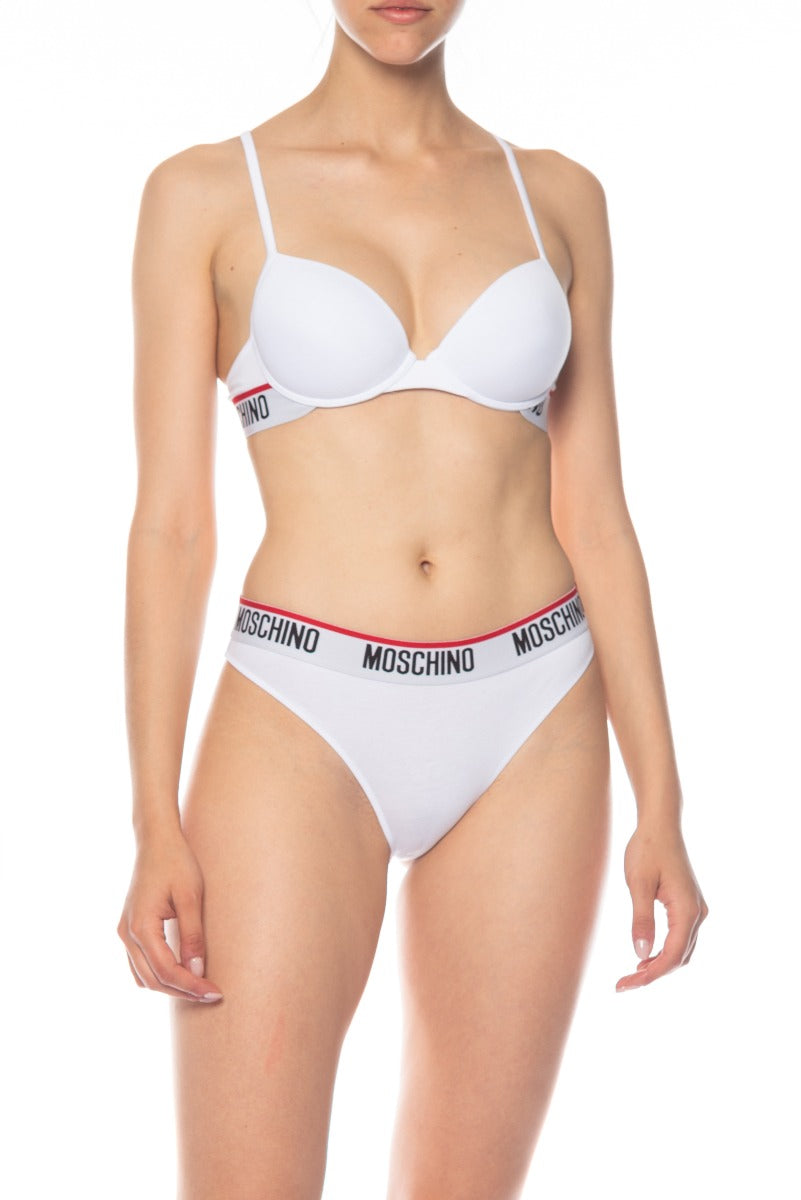 MOSCHINO Slip Bianco con Fascia Logata