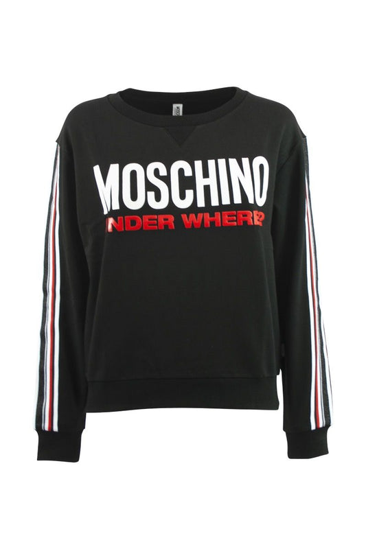 MOSCHINO Felpa Nera con Stampa "Under Where?"