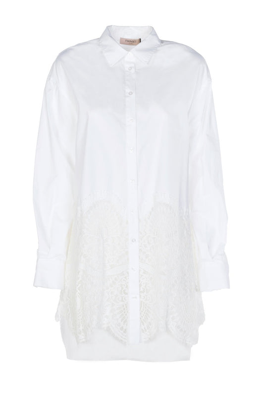Poplin Shirt with Twinset Lace
