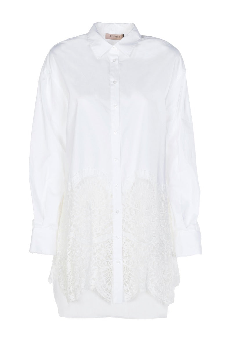 Poplin Shirt with Twinset Lace