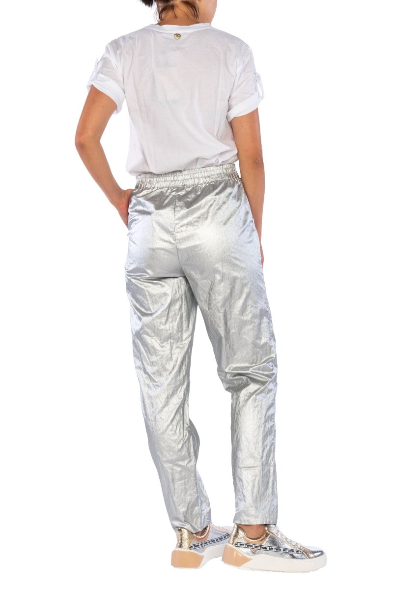 TWINSET Pantalone Silver con Elastico in Vita