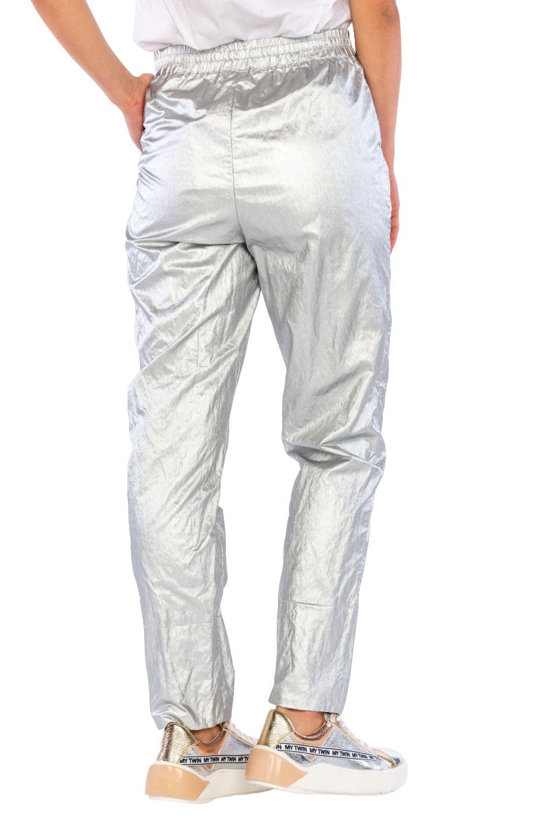 TWINSET Pantalone Silver con Elastico in Vita