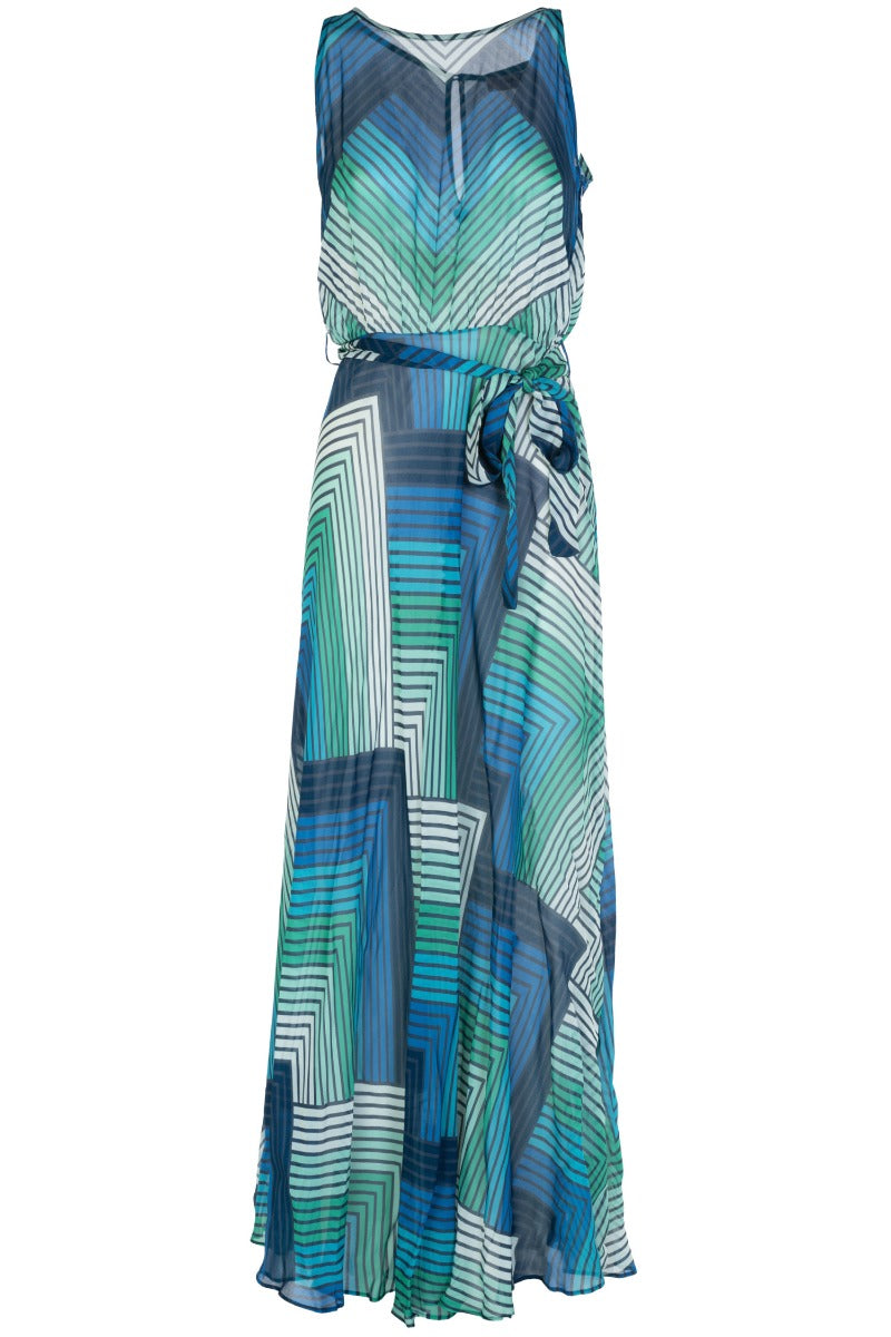 TWINSET Abito Lungo Blu Degrad? con Stampa Geometrica