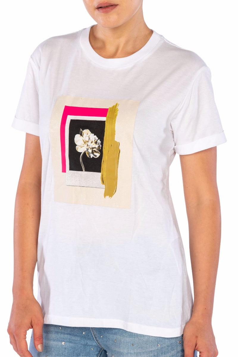 TWINSET T-Shirt Bianca Stampa Fiore