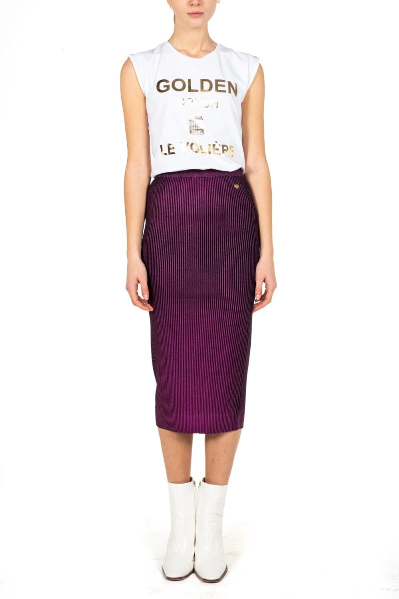 Dark fuchsia metal skirt