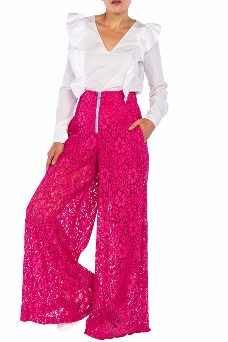 Ultrachic Fuchsia Lace Trousers