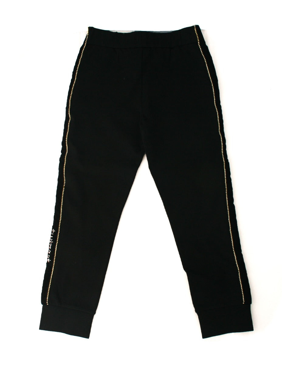 TWINSET GIRL Leggings con Strass Nero