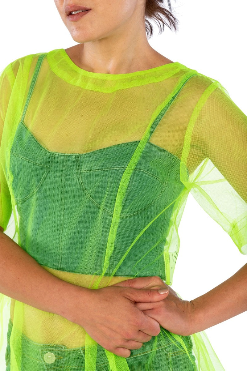 WHITE Abito Tulle Giallo Fluo