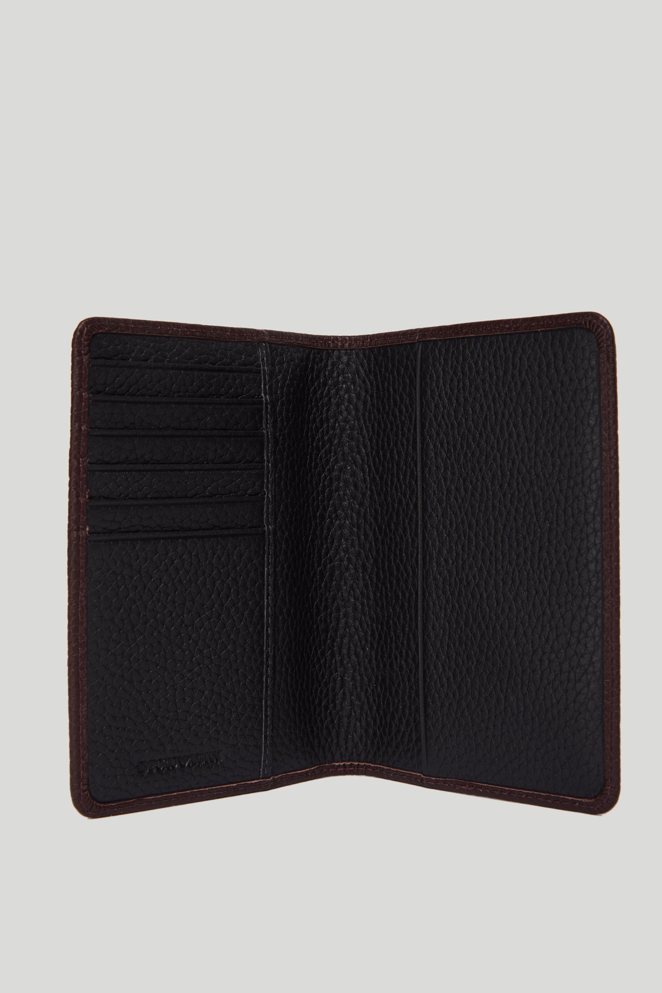 EMPORIO ARMANI Document holder in brown leather