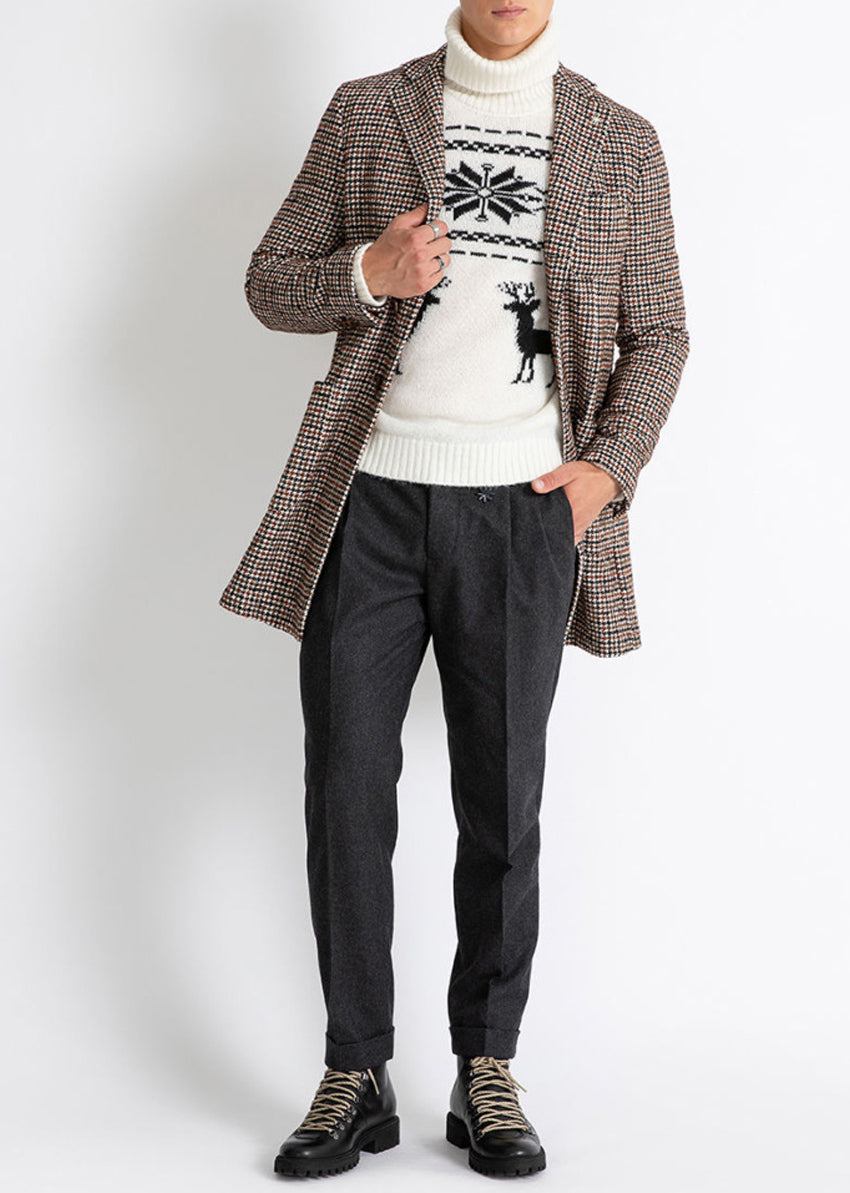 MANUEL RITZ Pantalone in lana doppia pence antracite