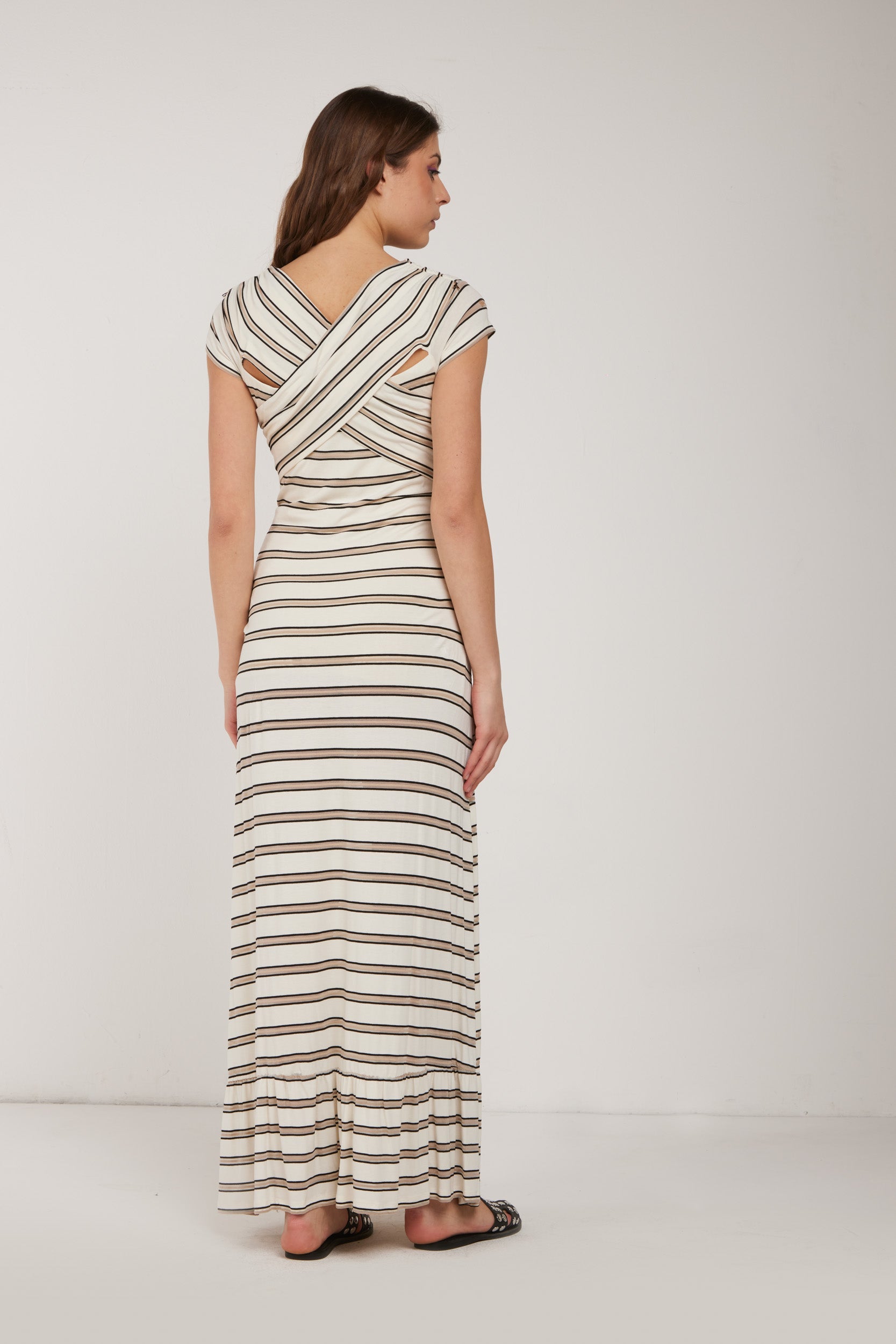 PATRIZIA PEPE White striped dress with Cross