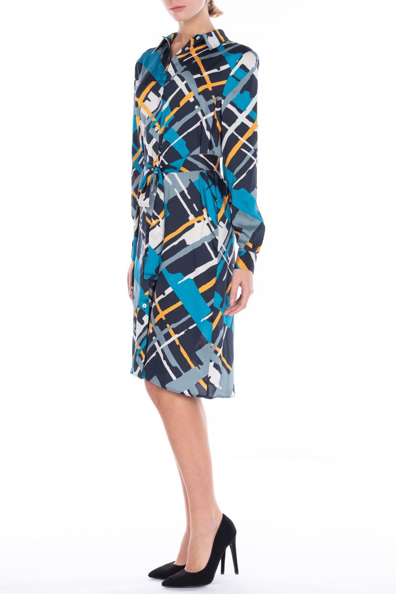 TWINSET Abito Chemisier con Fantasia Multicolor