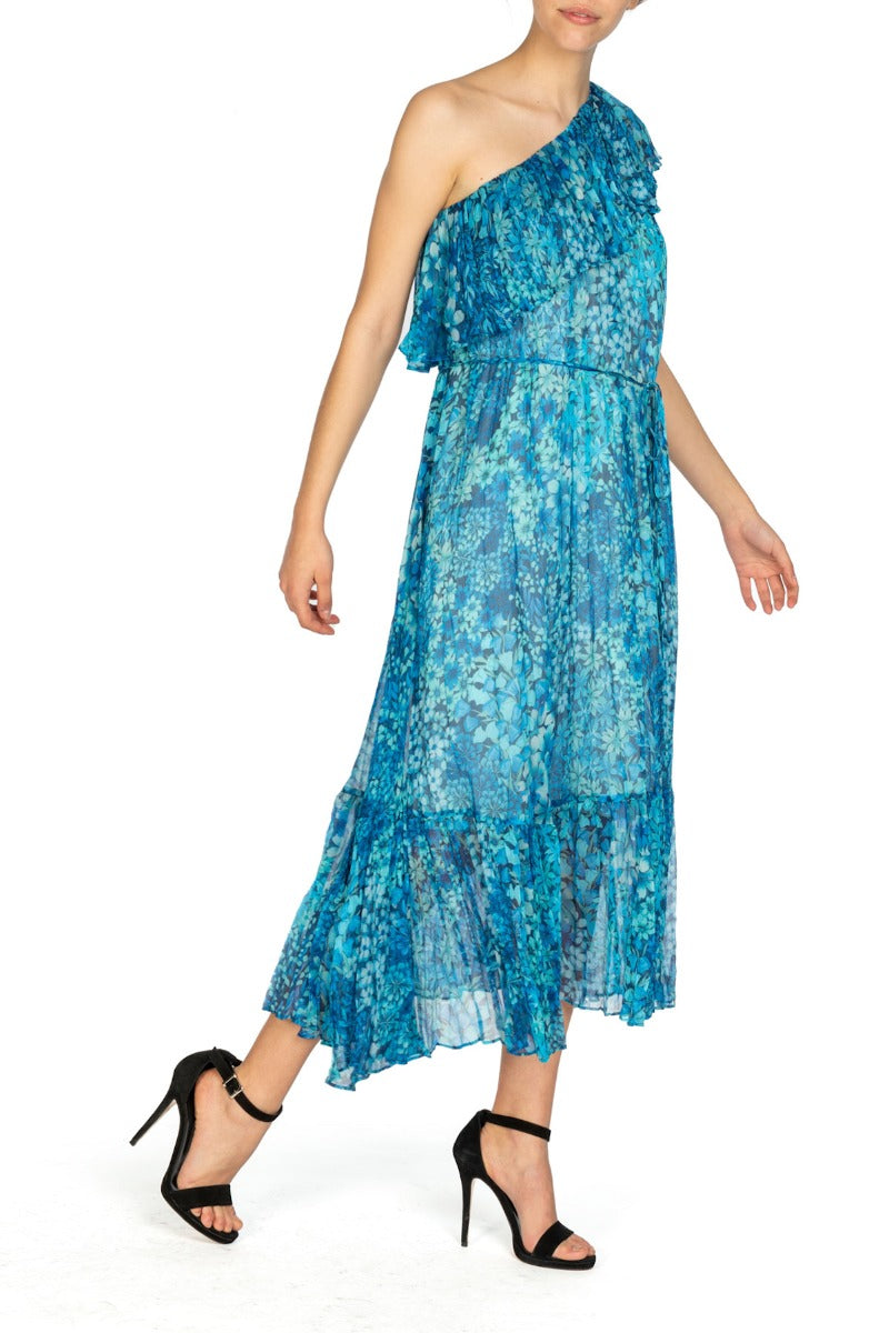 TWINSET Abito Monospalla Azzurro Fantasia Floreale