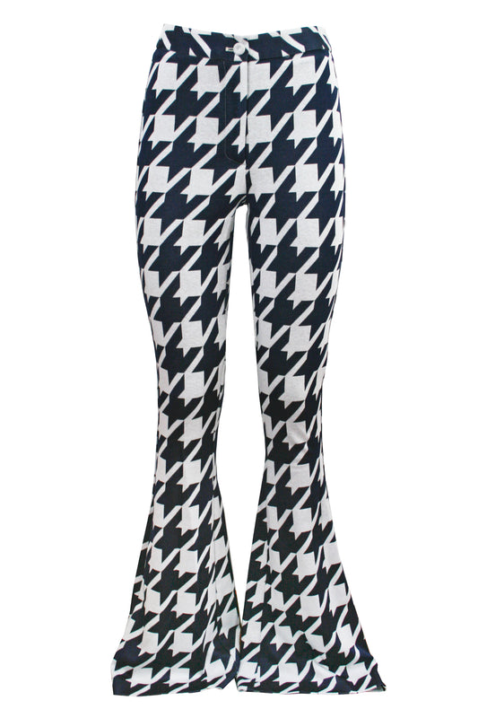Trousersi Super Flare Houndstooth Giuliette Brown