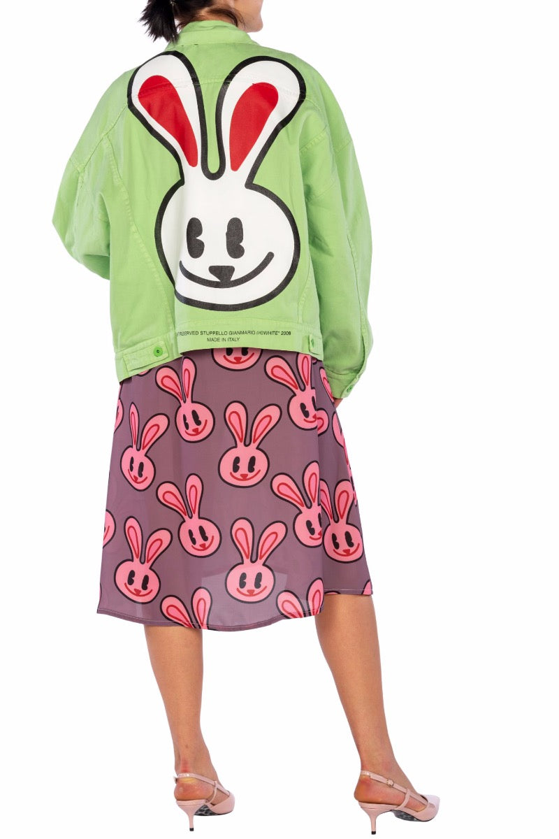 WHITE Giacca di Jeans Verde Rabbit